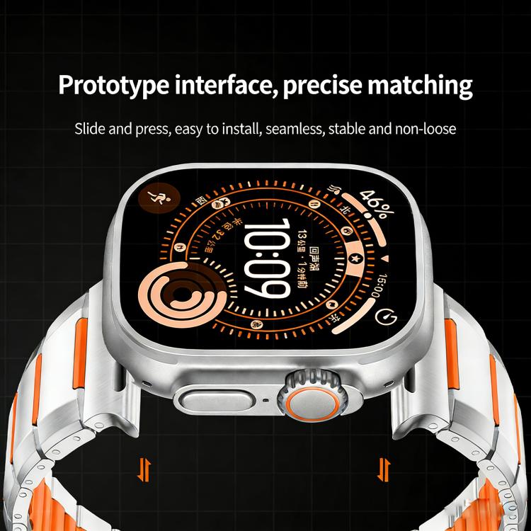 สายสแตนเลสสตีลฝังยางหลายเหลี่ยม สำหรับ Apple Watch 46mm / 49mm / 45mm / 44mm, สำหรับ Apple Watch 42mm / 41mm / 40mm / 38mm