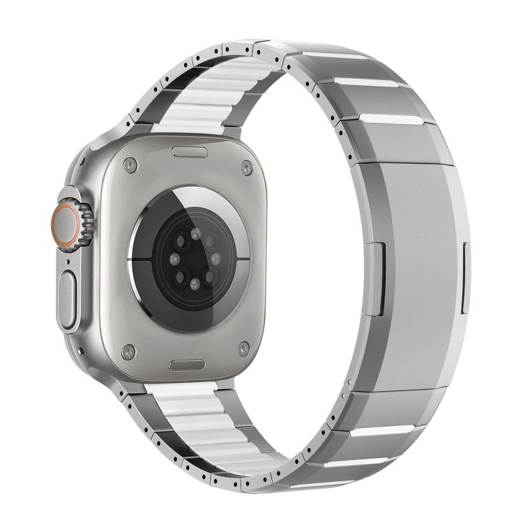 สายสแตนเลสสตีลสองโทนโค้งพร้อมหัวปลดล็อกด้านข้าง สำหรับ Apple Watch 49mm / 46mm / 45mm / 44mm, สำหรับ Apple Watch 42mm / 41mm / 40mm / 38mm