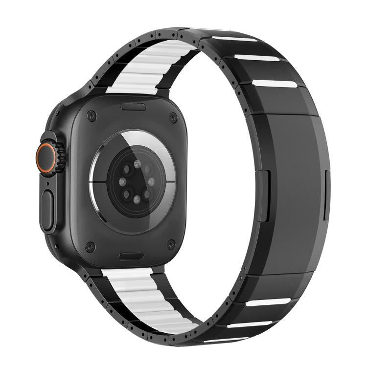 สายสแตนเลสสตีลสองโทนโค้งพร้อมหัวปลดล็อกด้านข้าง สำหรับ Apple Watch 49mm / 46mm / 45mm / 44mm, สำหรับ Apple Watch 42mm / 41mm / 40mm / 38mm