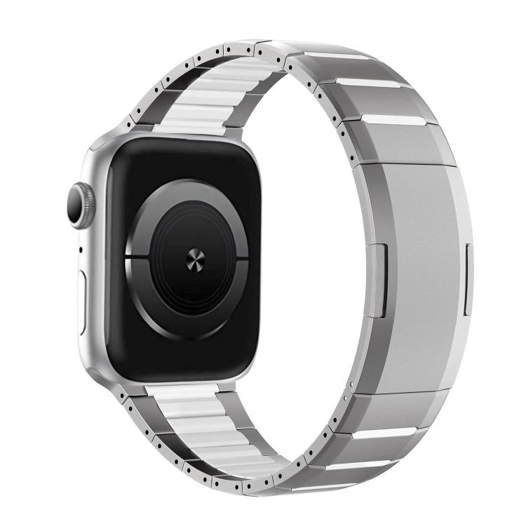 สายสแตนเลสสตีลสองโทนโค้งพร้อมหัวปลดล็อกด้านข้าง สำหรับ Apple Watch 49mm / 46mm / 45mm / 44mm, สำหรับ Apple Watch 42mm / 41mm / 40mm / 38mm