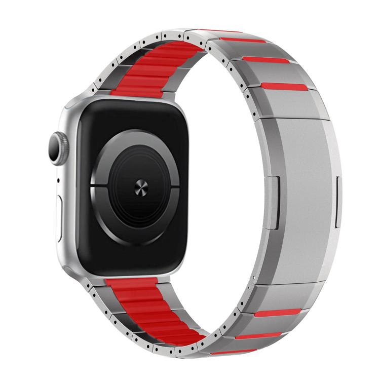 สายสแตนเลสสตีลสองโทนโค้งพร้อมหัวปลดล็อกด้านข้าง สำหรับ Apple Watch 49mm / 46mm / 45mm / 44mm, สำหรับ Apple Watch 42mm / 41mm / 40mm / 38mm