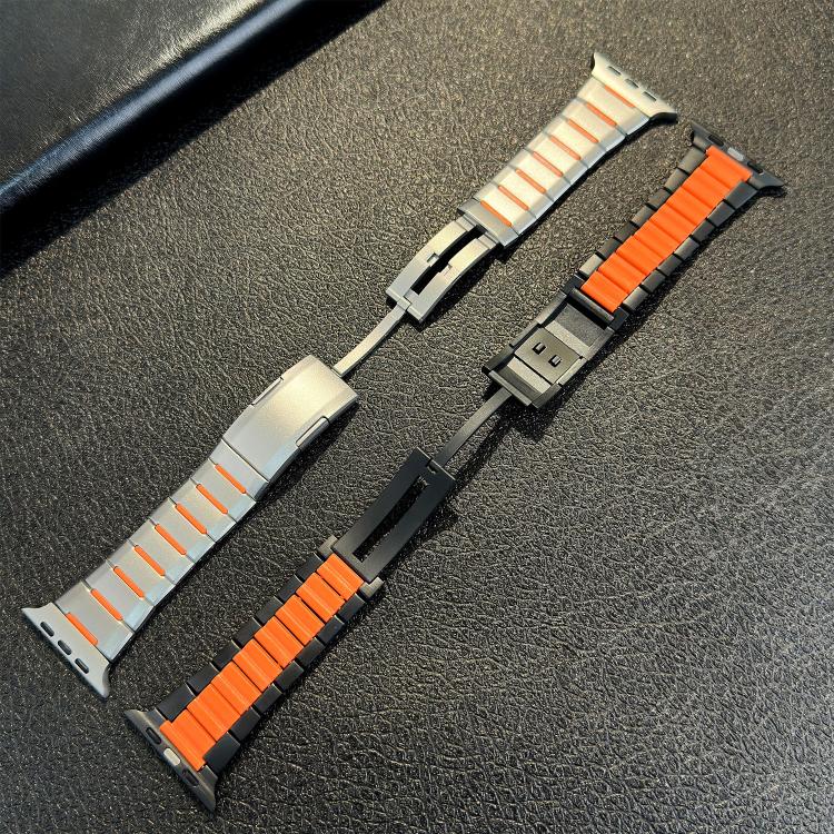 สายสแตนเลสสตีลสองโทนโค้งพร้อมหัวปลดล็อกด้านข้าง สำหรับ Apple Watch 49mm / 46mm / 45mm / 44mm, สำหรับ Apple Watch 42mm / 41mm / 40mm / 38mm