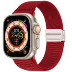 สายรัดนาฬิกาไนลอนยืดหยุ่นแบบหัวเข็มขัดแม่เหล็กคู่ สำหรับ Apple Watch 49mm / 46mm / 45mm / 44mm, สำหรับ Apple Watch 42mm / 41mm / 40mm / 38mm