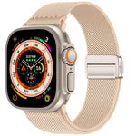 สายรัดนาฬิกาไนลอนยืดหยุ่นแบบหัวเข็มขัดแม่เหล็กคู่ สำหรับ Apple Watch 49mm / 46mm / 45mm / 44mm, สำหรับ Apple Watch 42mm / 41mm / 40mm / 38mm