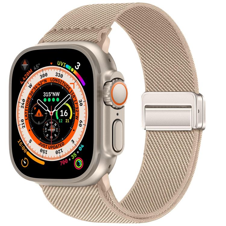 สายรัดนาฬิกาไนลอนยืดหยุ่นแบบหัวเข็มขัดแม่เหล็กคู่ สำหรับ Apple Watch 49mm / 46mm / 45mm / 44mm, สำหรับ Apple Watch 42mm / 41mm / 40mm / 38mm