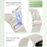 สายรัดนาฬิกาไนลอนยืดหยุ่นแบบหัวเข็มขัดแม่เหล็กคู่ สำหรับ Apple Watch 49mm / 46mm / 45mm / 44mm, สำหรับ Apple Watch 42mm / 41mm / 40mm / 38mm