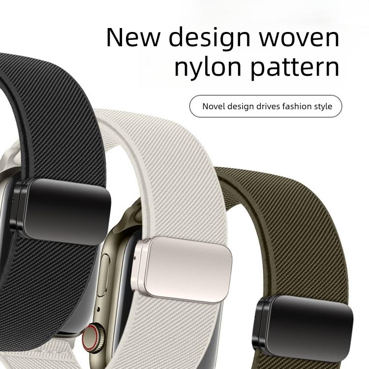 สายรัดนาฬิกาไนลอนยืดหยุ่นแบบหัวเข็มขัดแม่เหล็กคู่ สำหรับ Apple Watch 49mm / 46mm / 45mm / 44mm, สำหรับ Apple Watch 42mm / 41mm / 40mm / 38mm