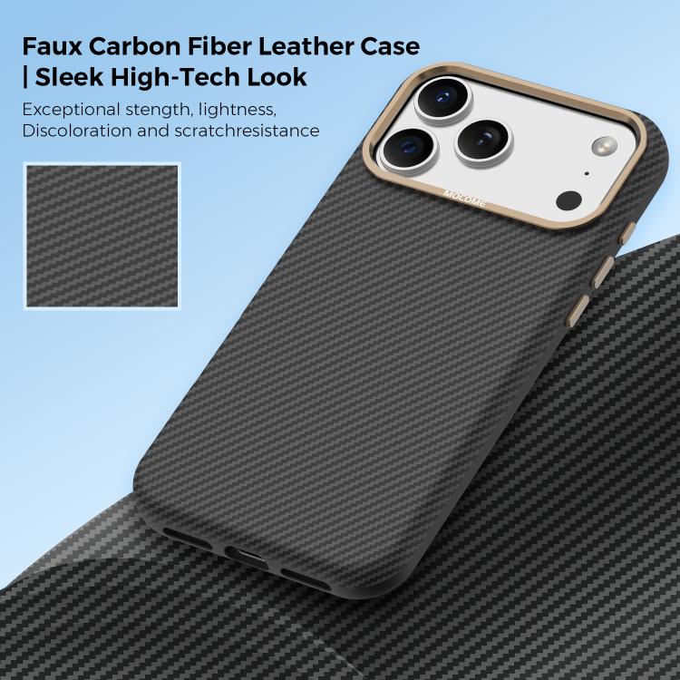 เคสโทรศัพท์แม่เหล็กกันกระแทกลายคาร์บอนไฟเบอร์เคฟลาร์ Mocome สำหรับ iPhone 17 Pro Max