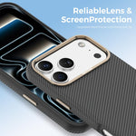 เคสโทรศัพท์แม่เหล็กกันกระแทกลายคาร์บอนไฟเบอร์เคฟลาร์ Mocome สำหรับ iPhone 17 Pro Max