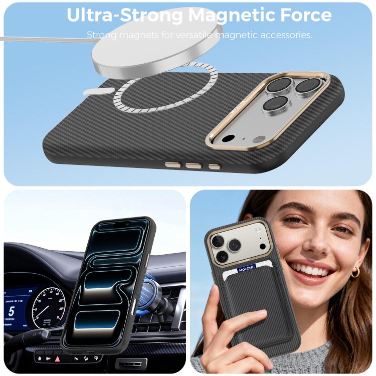 เคสโทรศัพท์แม่เหล็กกันกระแทกลายคาร์บอนไฟเบอร์เคฟลาร์ Mocome สำหรับ iPhone 17 Pro Max