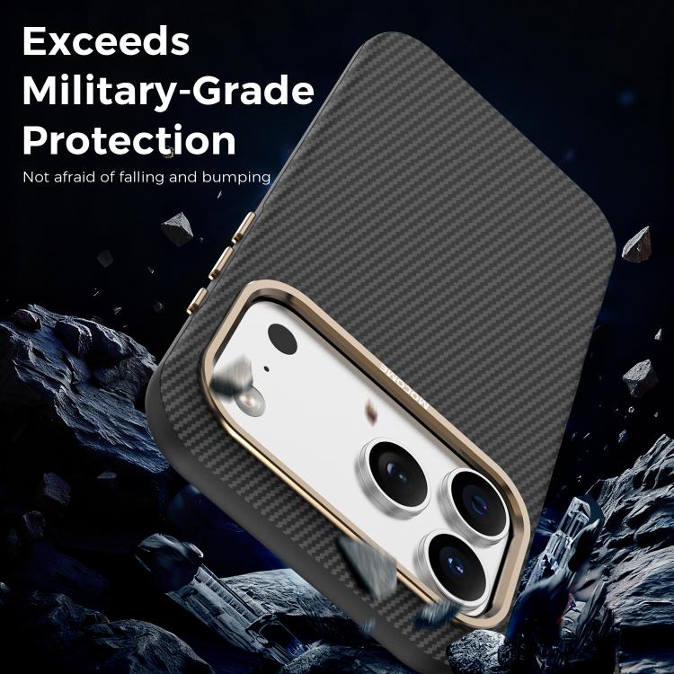 เคสโทรศัพท์แม่เหล็กกันกระแทกลายคาร์บอนไฟเบอร์เคฟลาร์ Mocome สำหรับ iPhone 17 Pro Max