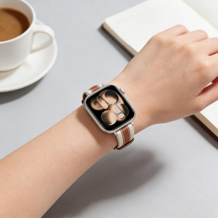 สายรัดนาฬิกาหนังแท้เย็บผสม สำหรับ Apple Watch 46mm / 49mm / 45mm / 44mm, สำหรับ Apple Watch 42mm / 41mm / 40mm / 38mm