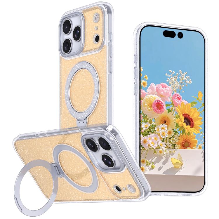 เคสโทรศัพท์แม่เหล็กพร้อมที่ยึดกลิตเตอร์ดาว สำหรับ iPhone 17 Pro Max, สำหรับ iPhone 17 Pro, สำหรับ iPhone 17