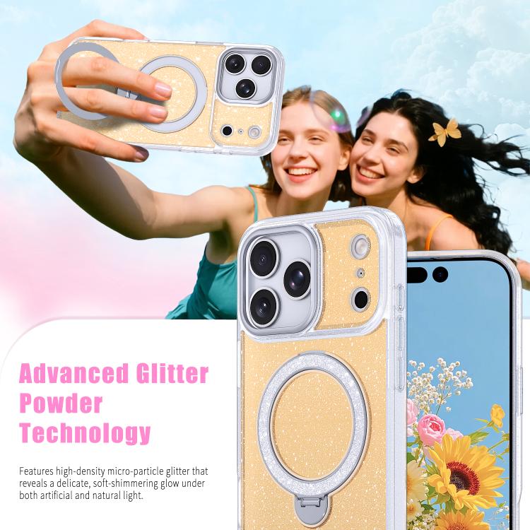 เคสโทรศัพท์แม่เหล็กพร้อมที่ยึดกลิตเตอร์ดาว สำหรับ iPhone 17 Pro Max, สำหรับ iPhone 17 Pro, สำหรับ iPhone 17