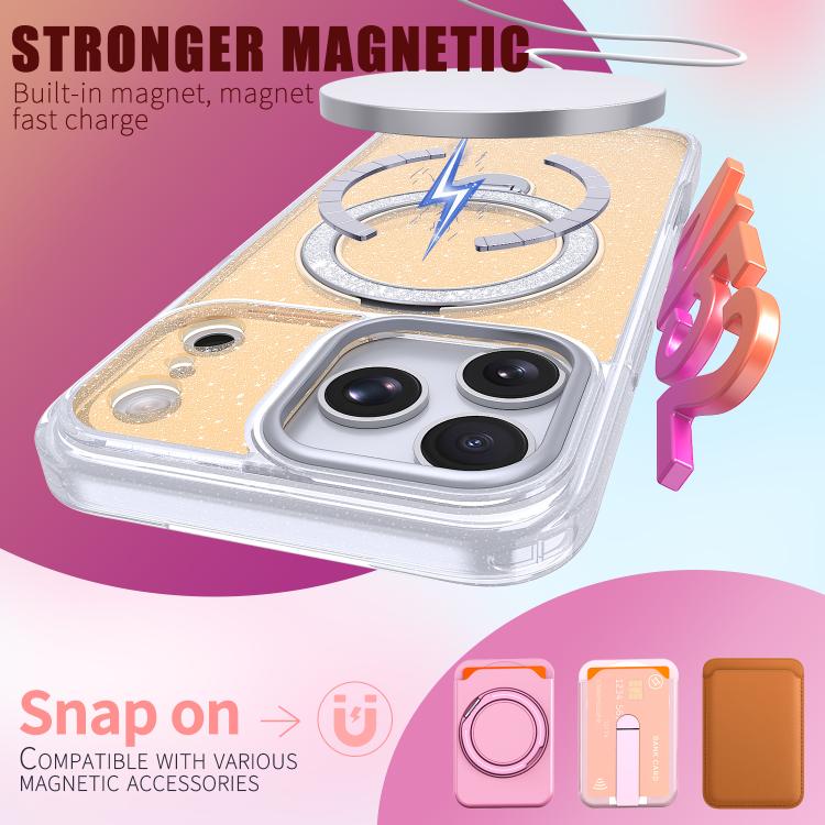 เคสโทรศัพท์แม่เหล็กพร้อมที่ยึดกลิตเตอร์ดาว สำหรับ iPhone 17 Pro Max, สำหรับ iPhone 17 Pro, สำหรับ iPhone 17