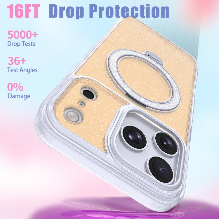 เคสโทรศัพท์แม่เหล็กพร้อมที่ยึดกลิตเตอร์ดาว สำหรับ iPhone 17 Pro Max, สำหรับ iPhone 17 Pro, สำหรับ iPhone 17