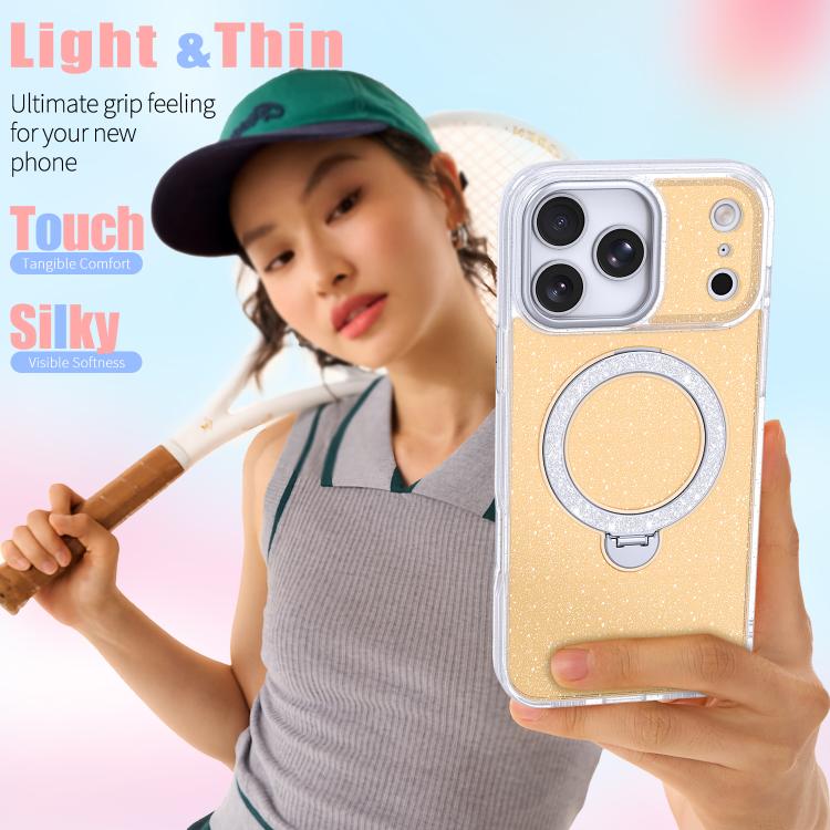 เคสโทรศัพท์แม่เหล็กพร้อมที่ยึดกลิตเตอร์ดาว สำหรับ iPhone 17 Pro Max, สำหรับ iPhone 17 Pro, สำหรับ iPhone 17