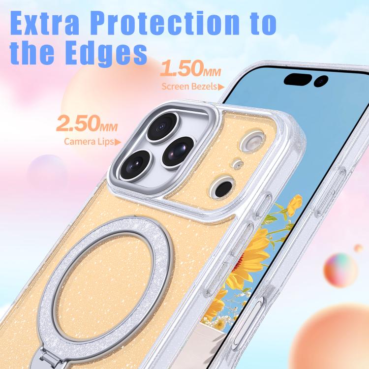 เคสโทรศัพท์แม่เหล็กพร้อมที่ยึดกลิตเตอร์ดาว สำหรับ iPhone 17 Pro Max, สำหรับ iPhone 17 Pro, สำหรับ iPhone 17