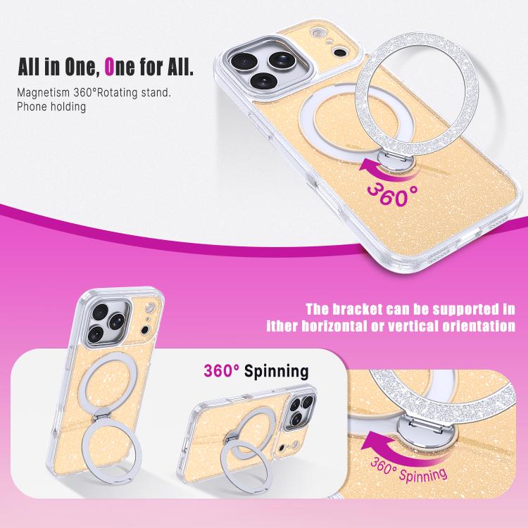 เคสโทรศัพท์แม่เหล็กพร้อมที่ยึดกลิตเตอร์ดาว สำหรับ iPhone 17 Pro Max, สำหรับ iPhone 17 Pro, สำหรับ iPhone 17