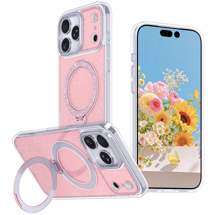 เคสโทรศัพท์แม่เหล็กพร้อมที่ยึดกลิตเตอร์ดาว สำหรับ iPhone 17 Pro Max, สำหรับ iPhone 17 Pro, สำหรับ iPhone 17