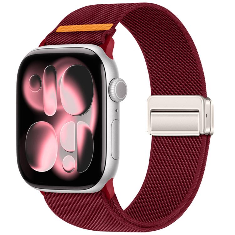 Double Magnetic Buckle Single-Stitched Nylon Watch Band, For Apple Watch 49mm / 46mm / 45mm / 44mm, For Apple Watch 42mm / 41mm / 40mm / 38mm