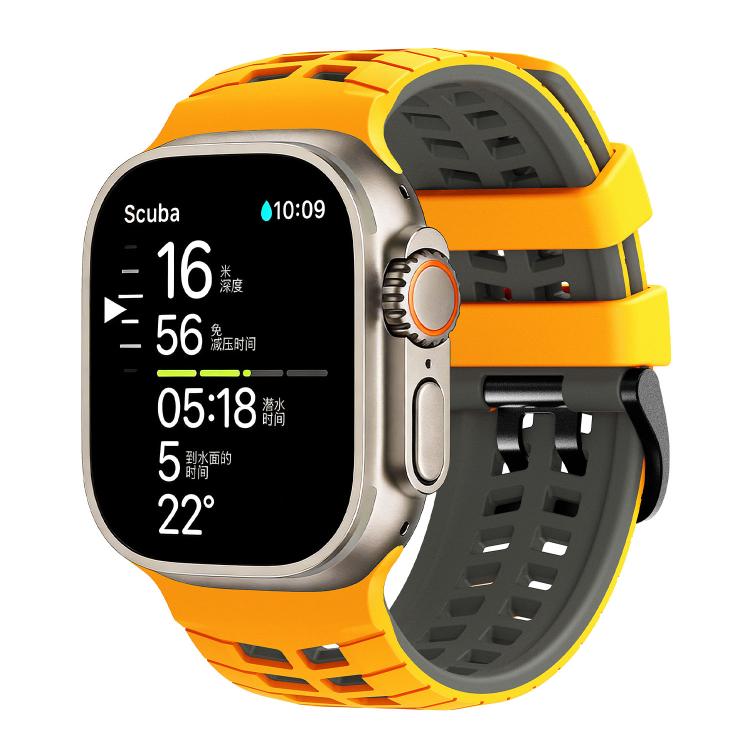 สายรัดนาฬิกาซิลิโคนลายยางสองสีแบบรูคู่ สำหรับ Apple Watch 49mm / 46mm / 45mm / 44mm