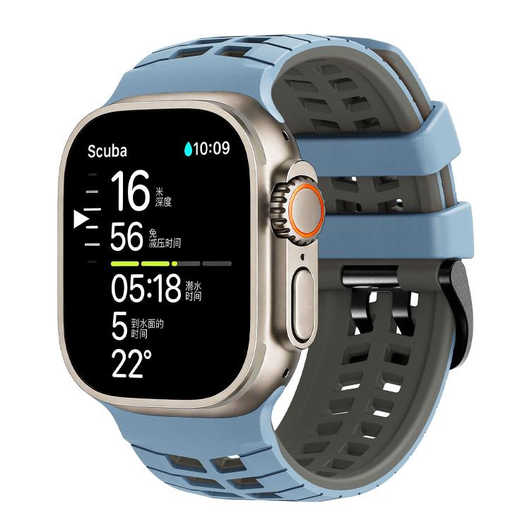 สายรัดนาฬิกาซิลิโคนลายยางสองสีแบบรูคู่ สำหรับ Apple Watch 49mm / 46mm / 45mm / 44mm