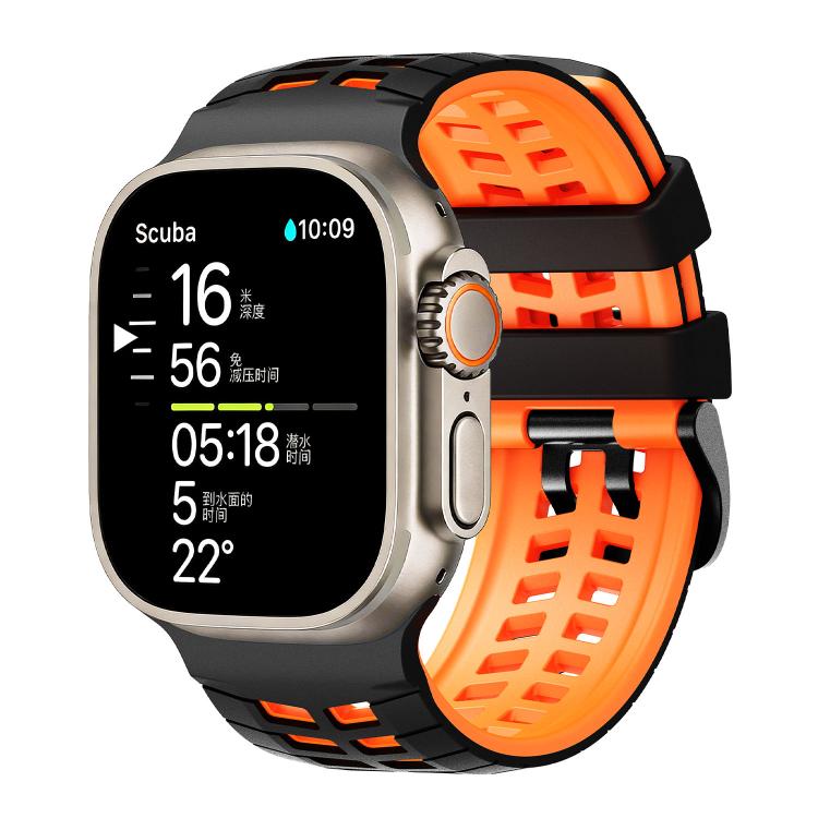 สายรัดนาฬิกาซิลิโคนลายยางสองสีแบบรูคู่ สำหรับ Apple Watch 49mm / 46mm / 45mm / 44mm
