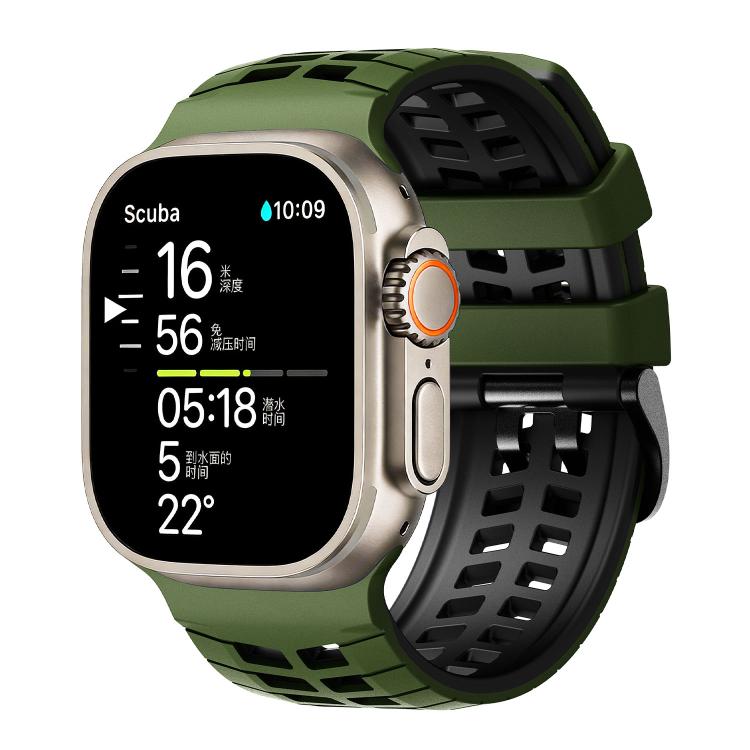 สายรัดนาฬิกาซิลิโคนลายยางสองสีแบบรูคู่ สำหรับ Apple Watch 49mm / 46mm / 45mm / 44mm