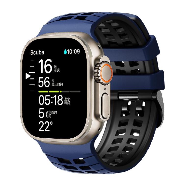 สายรัดนาฬิกาซิลิโคนลายยางสองสีแบบรูคู่ สำหรับ Apple Watch 49mm / 46mm / 45mm / 44mm