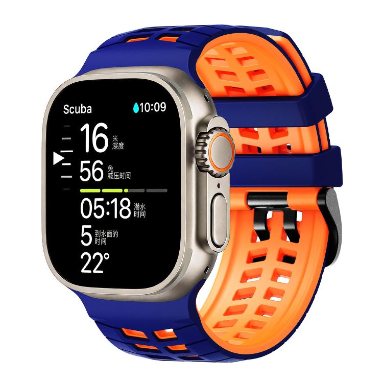 สายรัดนาฬิกาซิลิโคนลายยางสองสีแบบรูคู่ สำหรับ Apple Watch 49mm / 46mm / 45mm / 44mm