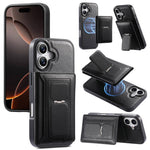 CaseNeo Retro Hinge Folding Wallet Magnetic Back Phone Case, For iPhone 17e / 16e, For iPhone 17 Pro Max, For iPhone 17 Pro, For iPhone 17, For iPhone Air, For iPhone 16 Pro Max, For iPhone 16 Pro, For iPhone 16 Plus, For iPhone 16, For iPhone 15 Pro M...