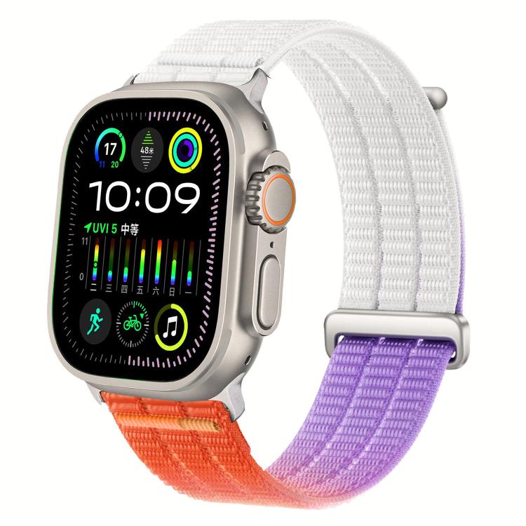 สายรัดนาฬิกาไนลอนห่วงคู่ระบายอากาศพร้อมหัวโลหะ สำหรับ Apple Watch 46 มม. / 49 มม. / 45 มม. / 44 มม., สำหรับ Apple Watch 42 มม. / 41 มม. / 40 มม. / 38 มม.