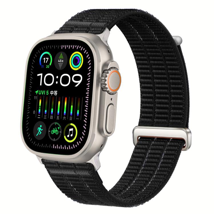 สายรัดนาฬิกาไนลอนห่วงคู่ระบายอากาศพร้อมหัวโลหะ สำหรับ Apple Watch 46 มม. / 49 มม. / 45 มม. / 44 มม., สำหรับ Apple Watch 42 มม. / 41 มม. / 40 มม. / 38 มม.