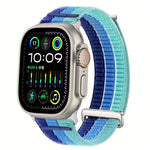 สายรัดนาฬิกาไนลอนห่วงคู่ระบายอากาศพร้อมหัวโลหะ สำหรับ Apple Watch 46 มม. / 49 มม. / 45 มม. / 44 มม., สำหรับ Apple Watch 42 มม. / 41 มม. / 40 มม. / 38 มม.