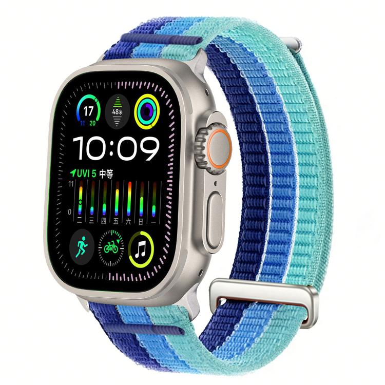 สายรัดนาฬิกาไนลอนห่วงคู่ระบายอากาศพร้อมหัวโลหะ สำหรับ Apple Watch 46 มม. / 49 มม. / 45 มม. / 44 มม., สำหรับ Apple Watch 42 มม. / 41 มม. / 40 มม. / 38 มม.