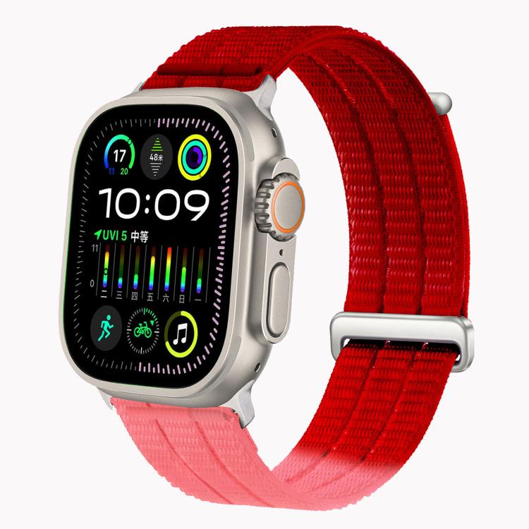 สายรัดนาฬิกาไนลอนห่วงคู่ระบายอากาศพร้อมหัวโลหะ สำหรับ Apple Watch 46 มม. / 49 มม. / 45 มม. / 44 มม., สำหรับ Apple Watch 42 มม. / 41 มม. / 40 มม. / 38 มม.