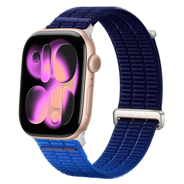 สายรัดนาฬิกาไนลอนห่วงคู่ระบายอากาศพร้อมหัวโลหะ สำหรับ Apple Watch 46 มม. / 49 มม. / 45 มม. / 44 มม., สำหรับ Apple Watch 42 มม. / 41 มม. / 40 มม. / 38 มม.