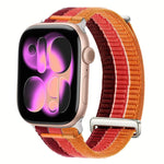 สายรัดนาฬิกาไนลอนห่วงคู่ระบายอากาศพร้อมหัวโลหะ สำหรับ Apple Watch 46 มม. / 49 มม. / 45 มม. / 44 มม., สำหรับ Apple Watch 42 มม. / 41 มม. / 40 มม. / 38 มม.