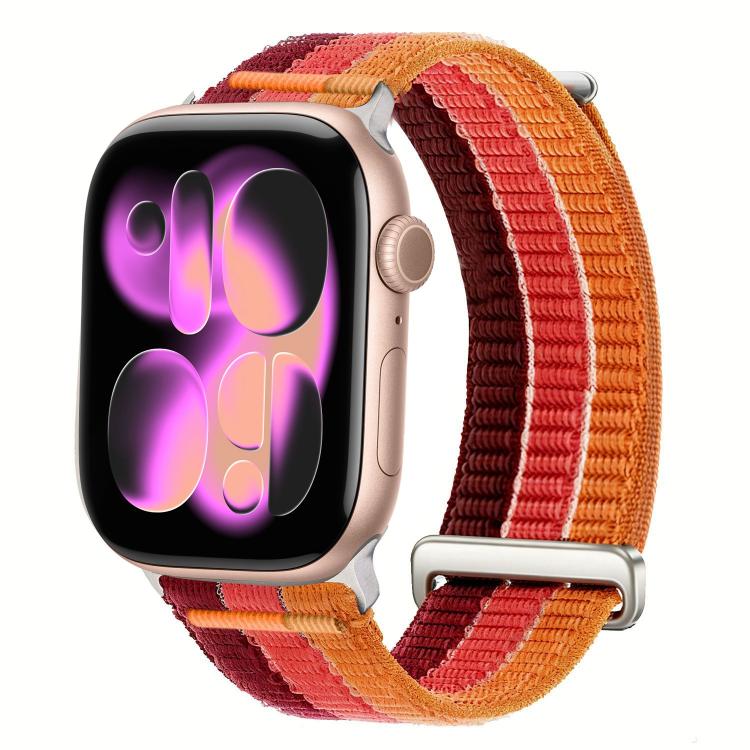สายรัดนาฬิกาไนลอนห่วงคู่ระบายอากาศพร้อมหัวโลหะ สำหรับ Apple Watch 46 มม. / 49 มม. / 45 มม. / 44 มม., สำหรับ Apple Watch 42 มม. / 41 มม. / 40 มม. / 38 มม.