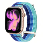 สายรัดนาฬิกาไนลอนห่วงคู่ระบายอากาศพร้อมหัวโลหะ สำหรับ Apple Watch 46 มม. / 49 มม. / 45 มม. / 44 มม., สำหรับ Apple Watch 42 มม. / 41 มม. / 40 มม. / 38 มม.