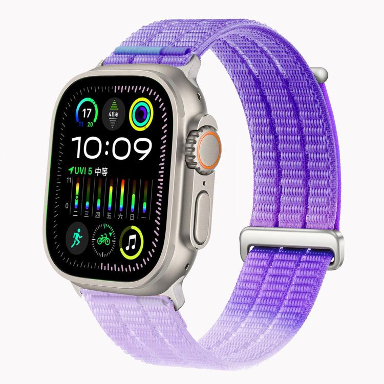 สายรัดนาฬิกาไนลอนห่วงคู่ระบายอากาศพร้อมหัวโลหะ สำหรับ Apple Watch 46 มม. / 49 มม. / 45 มม. / 44 มม., สำหรับ Apple Watch 42 มม. / 41 มม. / 40 มม. / 38 มม.