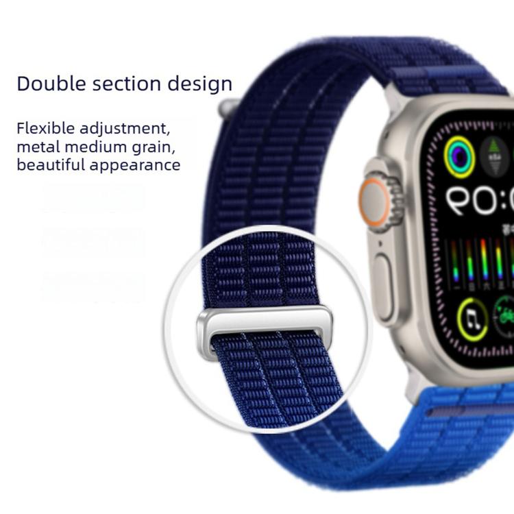 สายรัดนาฬิกาไนลอนห่วงคู่ระบายอากาศพร้อมหัวโลหะ สำหรับ Apple Watch 46 มม. / 49 มม. / 45 มม. / 44 มม., สำหรับ Apple Watch 42 มม. / 41 มม. / 40 มม. / 38 มม.