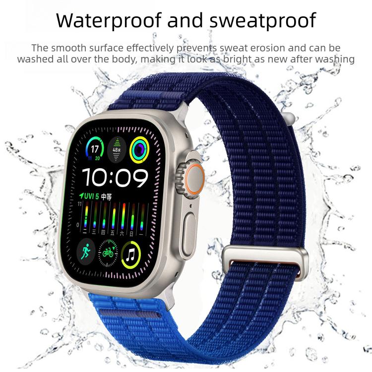 สายรัดนาฬิกาไนลอนห่วงคู่ระบายอากาศพร้อมหัวโลหะ สำหรับ Apple Watch 46 มม. / 49 มม. / 45 มม. / 44 มม., สำหรับ Apple Watch 42 มม. / 41 มม. / 40 มม. / 38 มม.