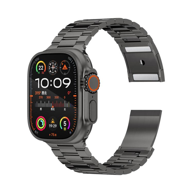 สายรัดข้อมือโลหะผสมไทเทเนียมแบบเม็ดสามเม็ดพร้อมตัวล็อกแม่เหล็ก สำหรับ Apple Watch 46mm / 49mm / 45mm / 44mm, สำหรับ Apple Watch 42mm / 41mm / 40mm / 38mm