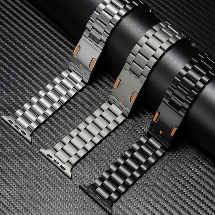 สายรัดข้อมือโลหะผสมไทเทเนียมแบบเม็ดสามเม็ดพร้อมตัวล็อกแม่เหล็ก สำหรับ Apple Watch 46mm / 49mm / 45mm / 44mm, สำหรับ Apple Watch 42mm / 41mm / 40mm / 38mm
