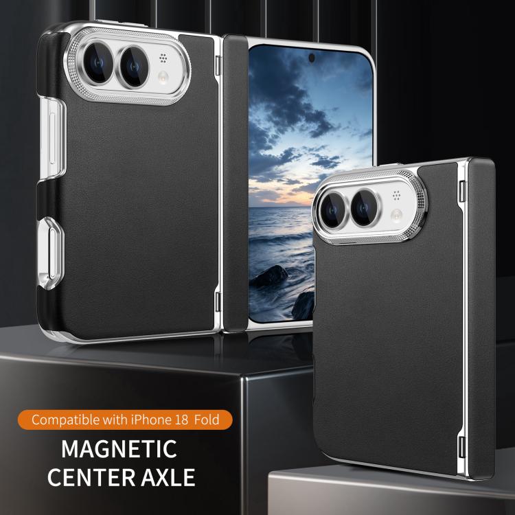 Retro Solid Color Leather-textured Dual-Hinge Magnetic Phone Case, For iPhone Duo
