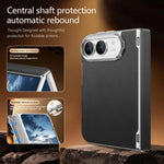 Retro Solid Color Leather-textured Dual-Hinge Magnetic Phone Case, For iPhone Duo
