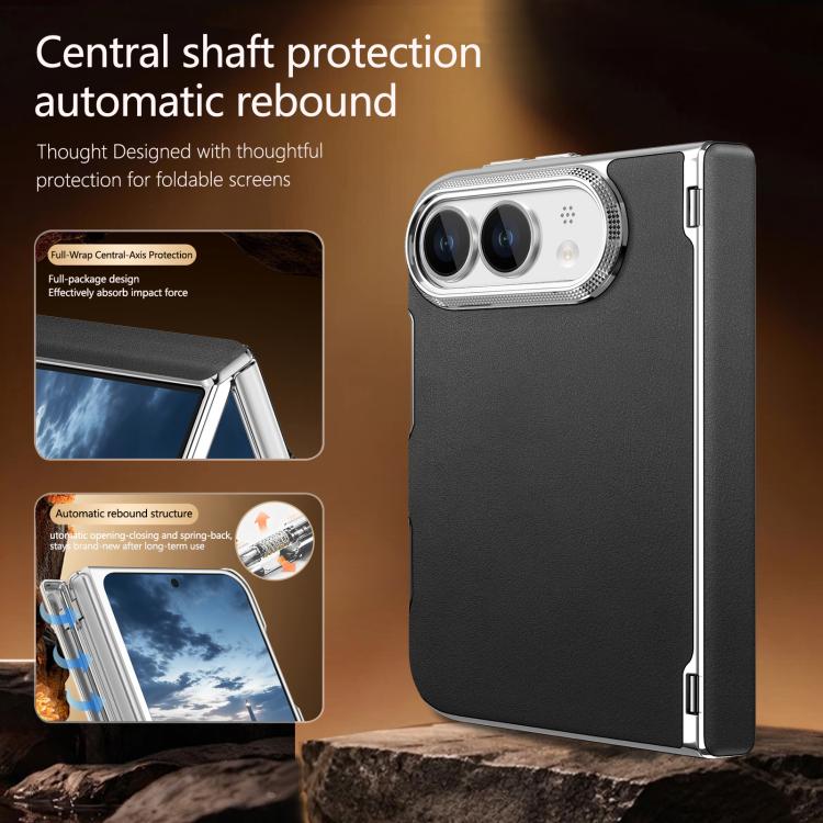 Retro Solid Color Leather-textured Dual-Hinge Magnetic Phone Case, For iPhone Duo
