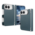 Retro Solid Color Leather-textured Dual-Hinge Magnetic Phone Case, For iPhone Duo